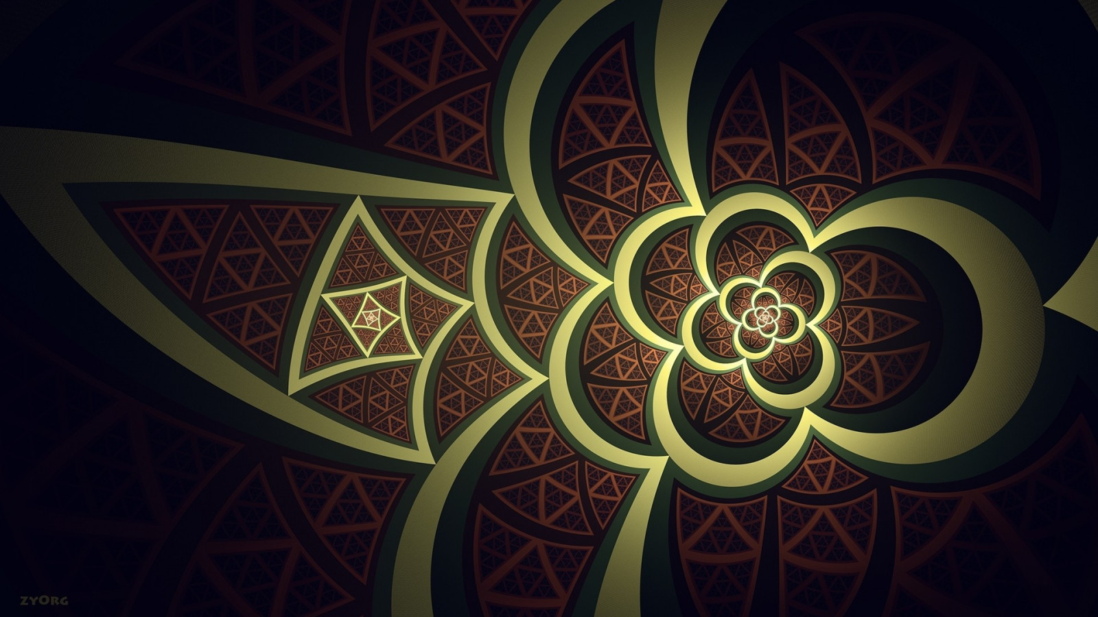 finestra, notte, simmetria, verde, bicchiere, frattale, cerchio, vetro colorato, ARTE, leggero, colore, design, oscurità, 1920x1080 px, sfondo del computer, arte frattale