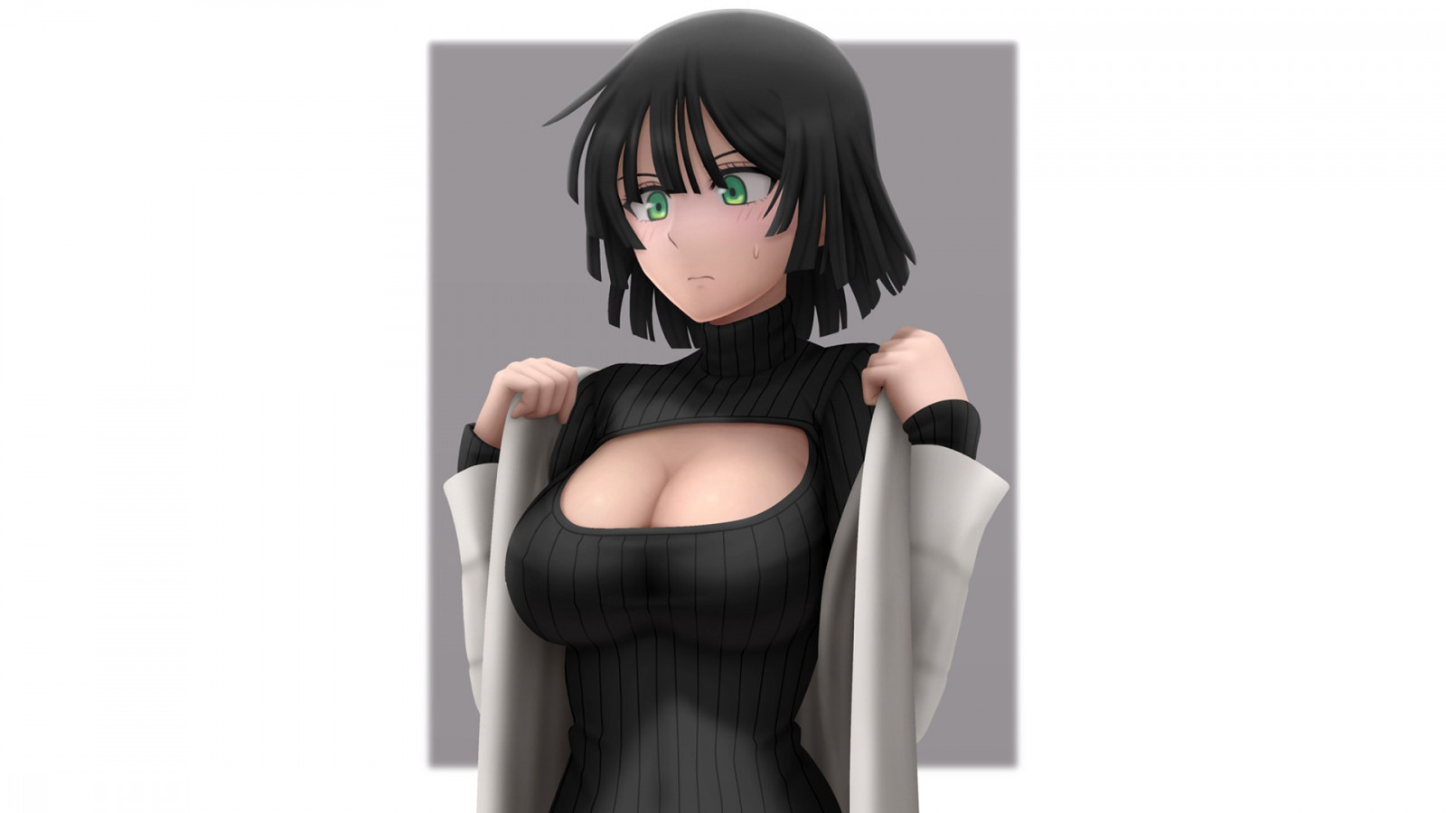 anime, Anime piger, Fubuki, tegneserie, sort hår, Et slags mand, nøglehul rullekrave, kostume, figur, mangaka