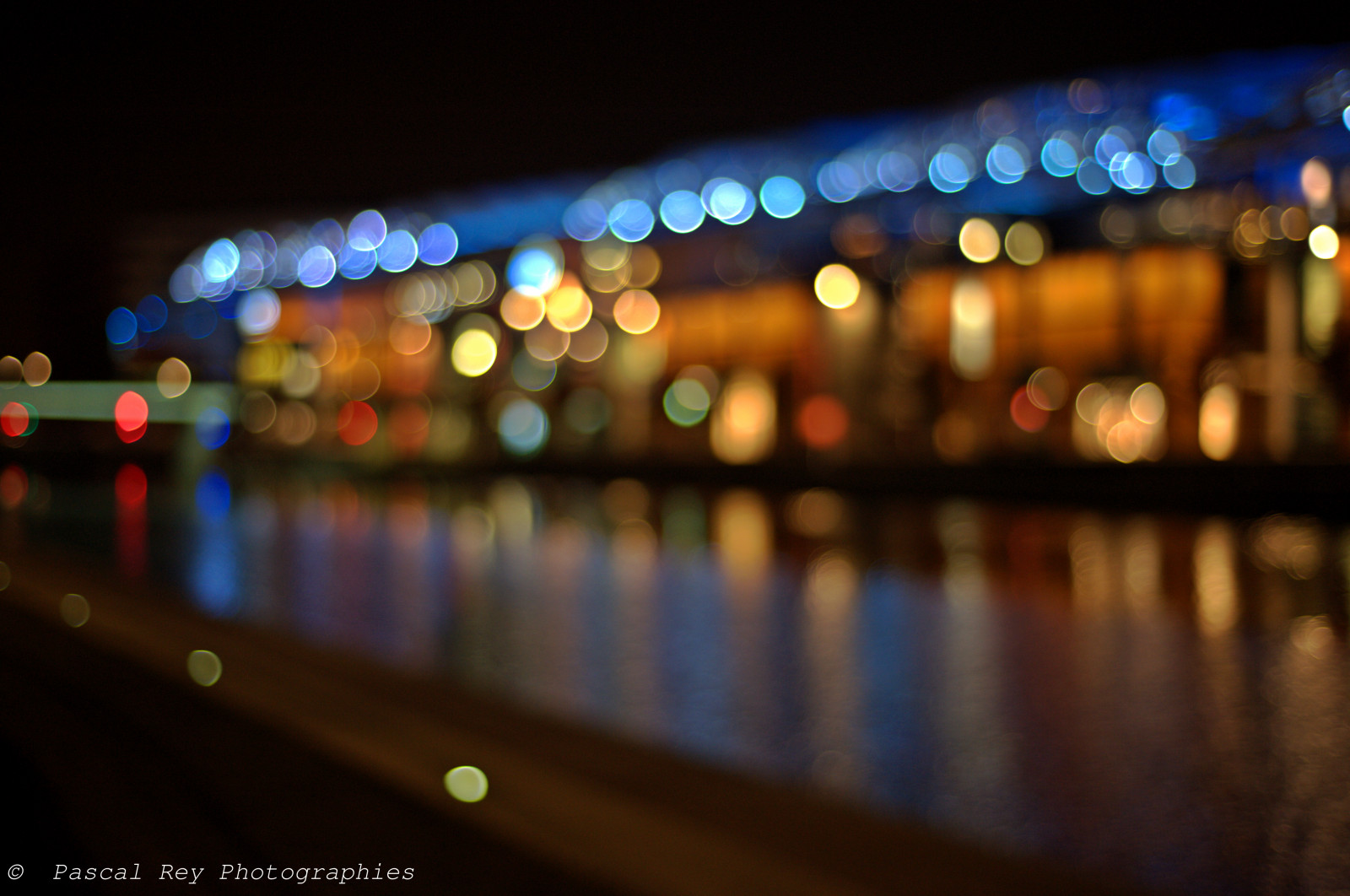 Wallpaper city, night, water, reflection, sky, evening, Linux, Ubuntu