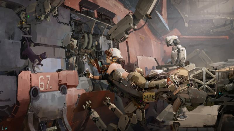 digitální umění, cyberpunk, futuristický, vozidlo, voják, válečný digitální umění, cyberpunk, futuristický, vozidlo, voják, válečný