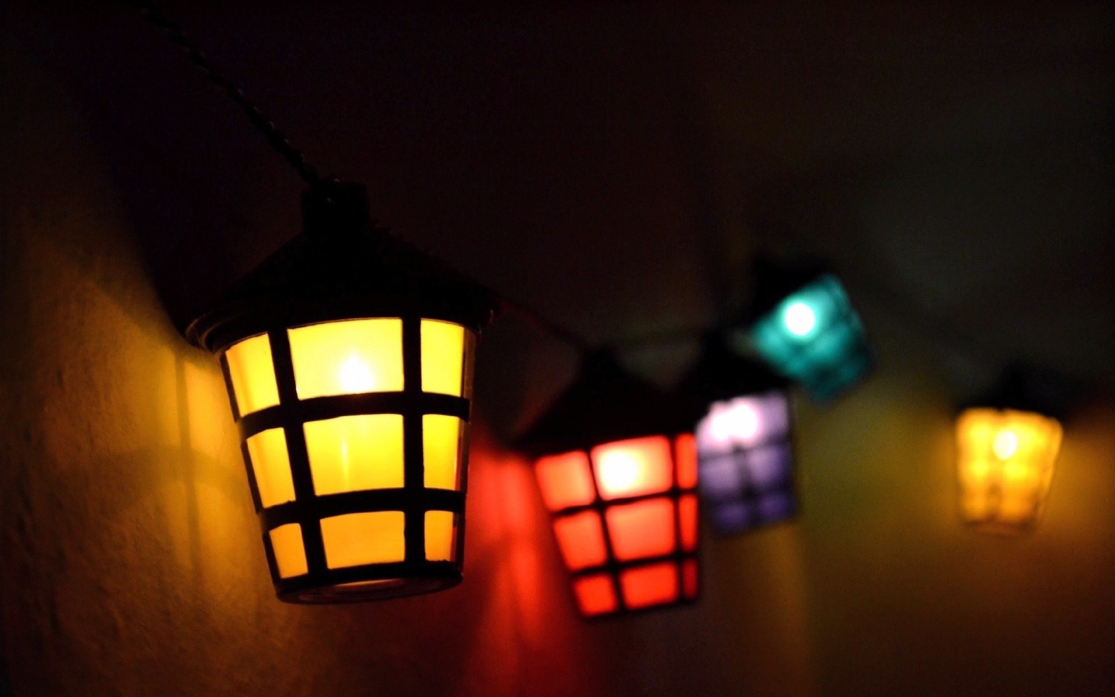 Wallpaper lights, depth of field, night, photography, macro, lantern
