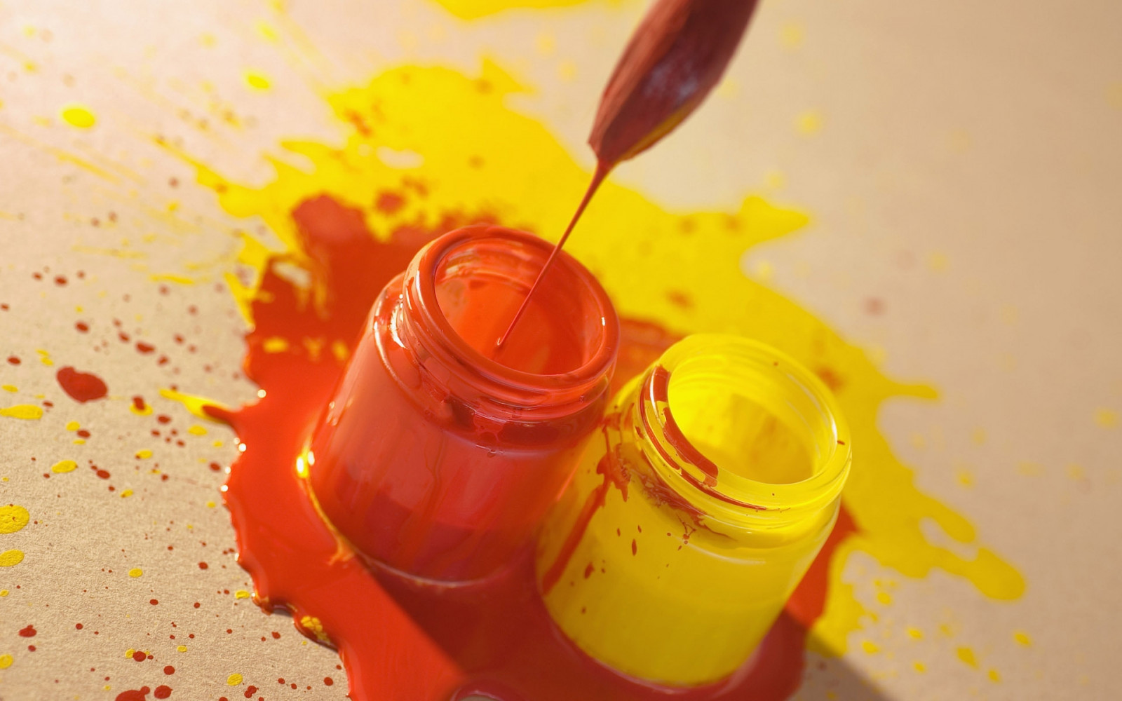 Wallpaper red, yellow, brush, Bank, paint, orange drink 1920x1200
