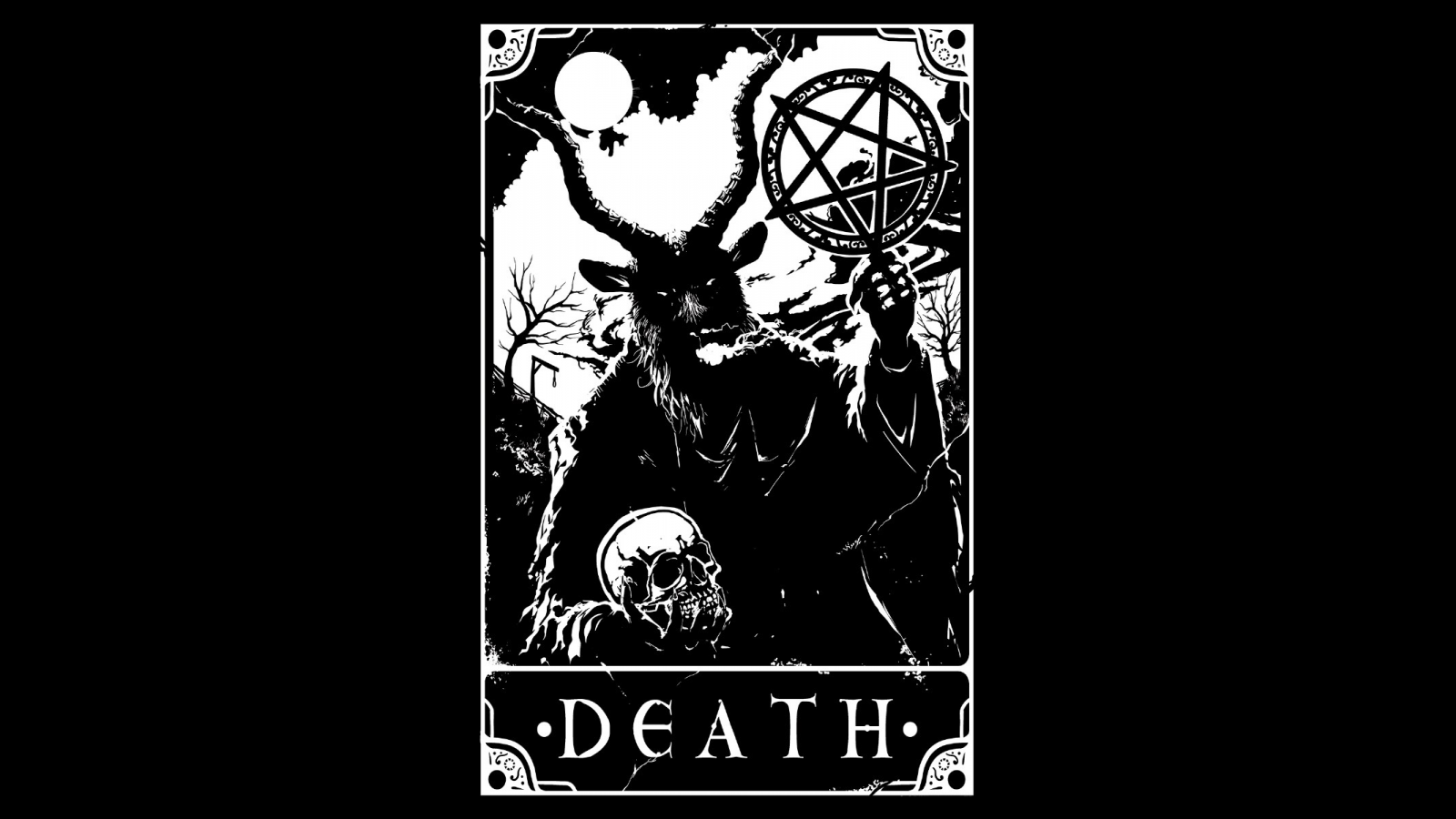 Wallpaper Monochrome Simple Background Occultism Tarot Goat