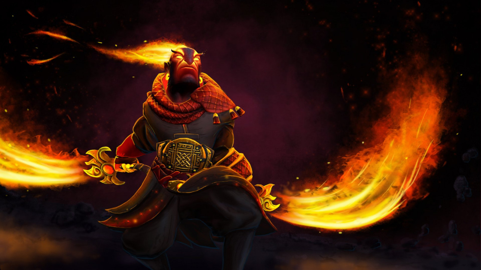 1920x1080 px, 2, ARTE, opera d'arte, Dota, brace, fantasia, fuoco, i giochi, Spirito, guerriero