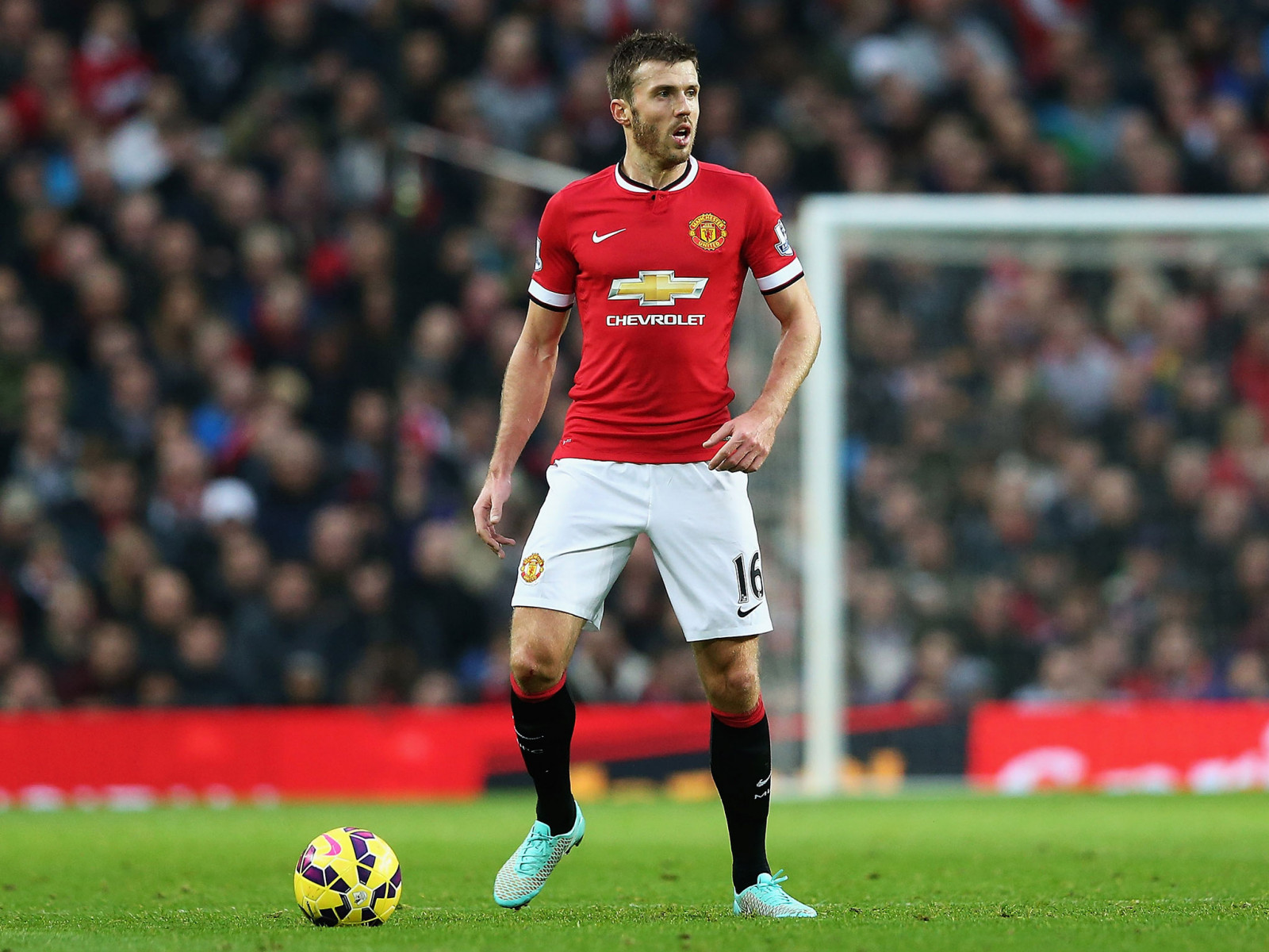 Tor, Fußball, Stadion, Ball, Manchester United, Kick, Michael Carrick, Spieler, offiziell, Fußballspieler, Fußballspieler, angehen, Fußballer