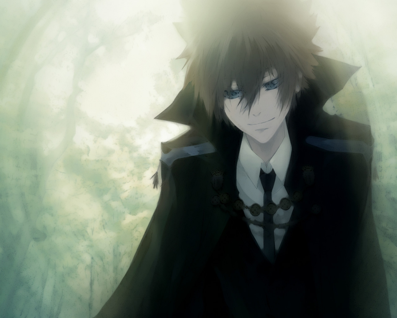 Wallpaper : anime, boy, dark, mysterious, smile 1280x1024