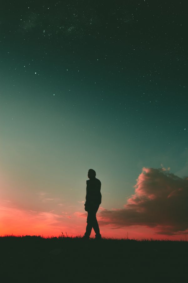 walk,man,silhouette,sunset,sky