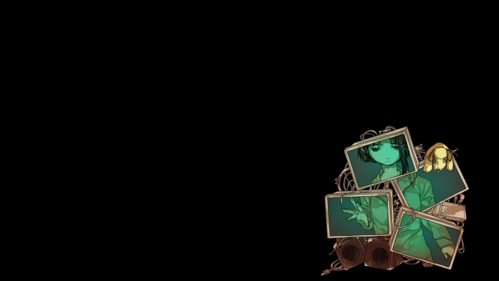 Serial Experiments Lain, Lain Iwakura, tma, Snímek obrazovky, počítač tapeta