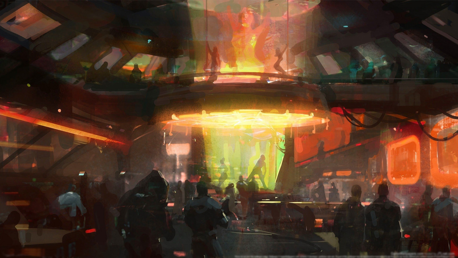 Hromadný efekt, noc, bar, dav, noční klub