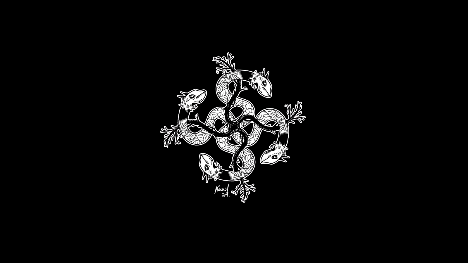 had, jednoduché pozadí, Příroda, tetování, KowalArt, tetování, černé pozadí