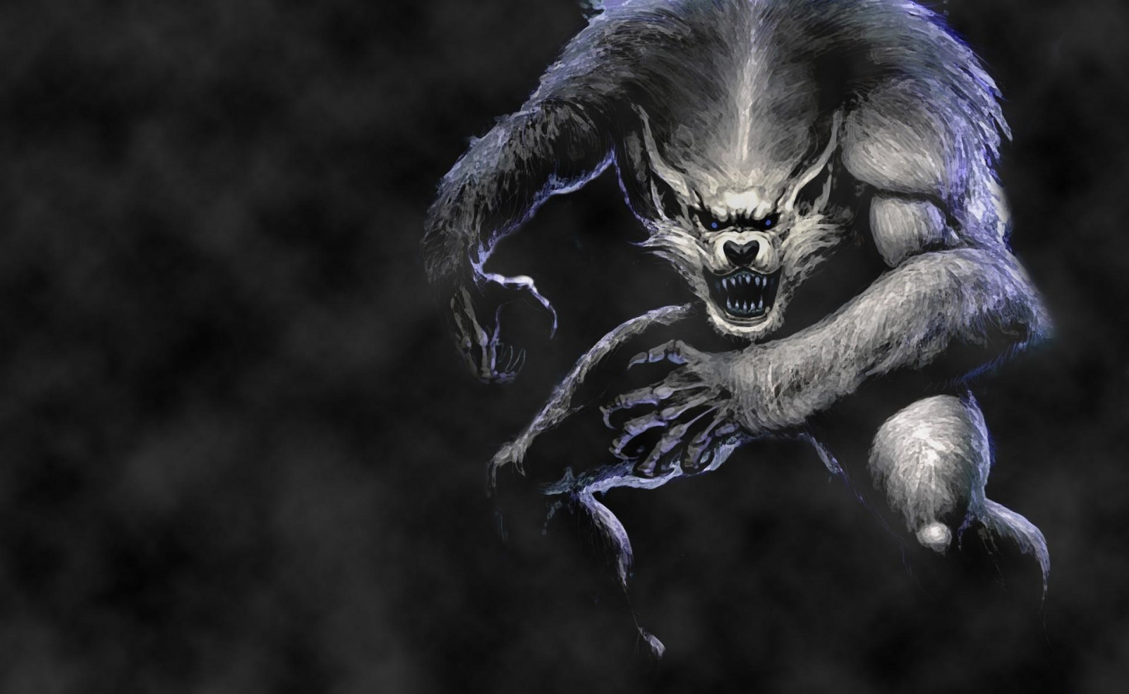 Fond d'écran Loupgarou, Loup, saut, brouillard 1920x1180 goodfon