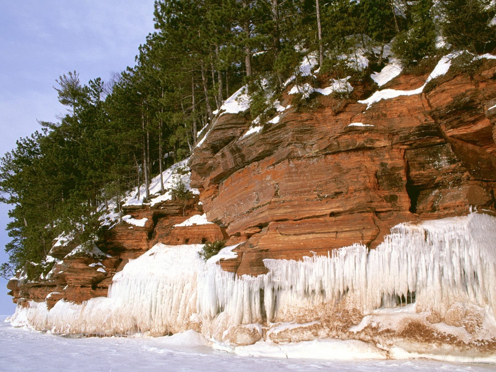 Wallpaper : trees, landscape, mountains, waterfall, rock, stones, snow ...
