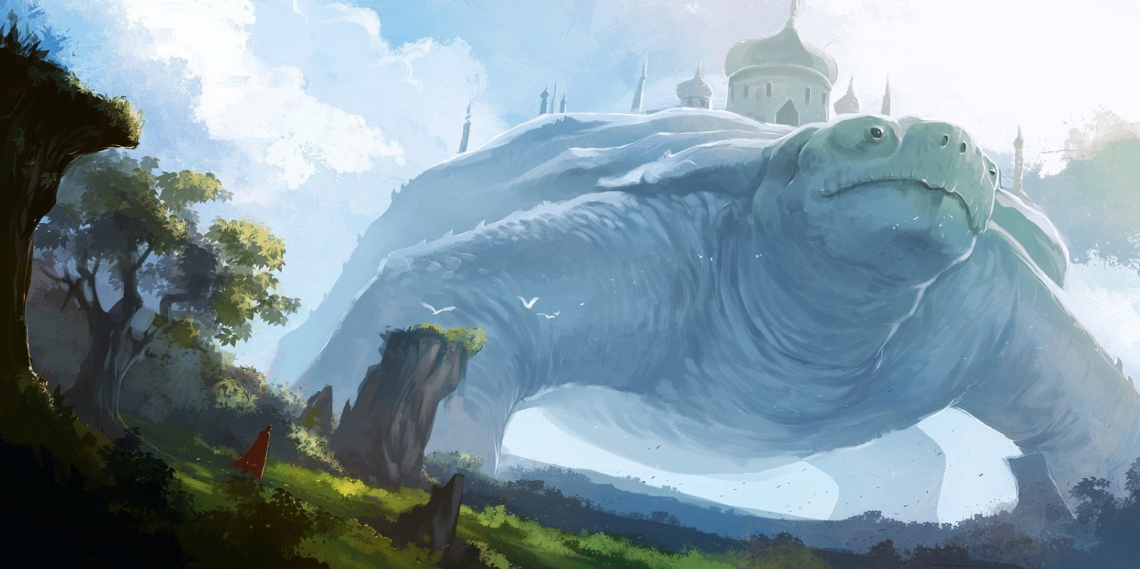 Wallpaper fantasy art, turtle, Terrain, screenshot, computer