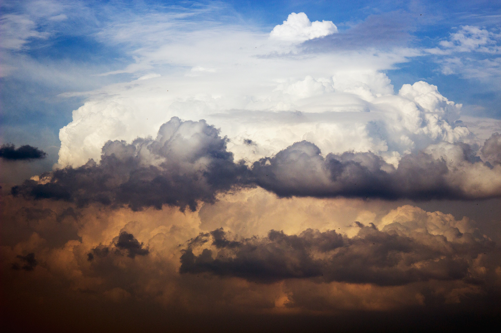 Wallpaper sky, clouds, white, orange, blue, nature 1920x1280