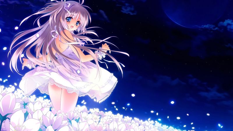 anime, Anime piger, kjole, originale karakterer, blomster, blomst