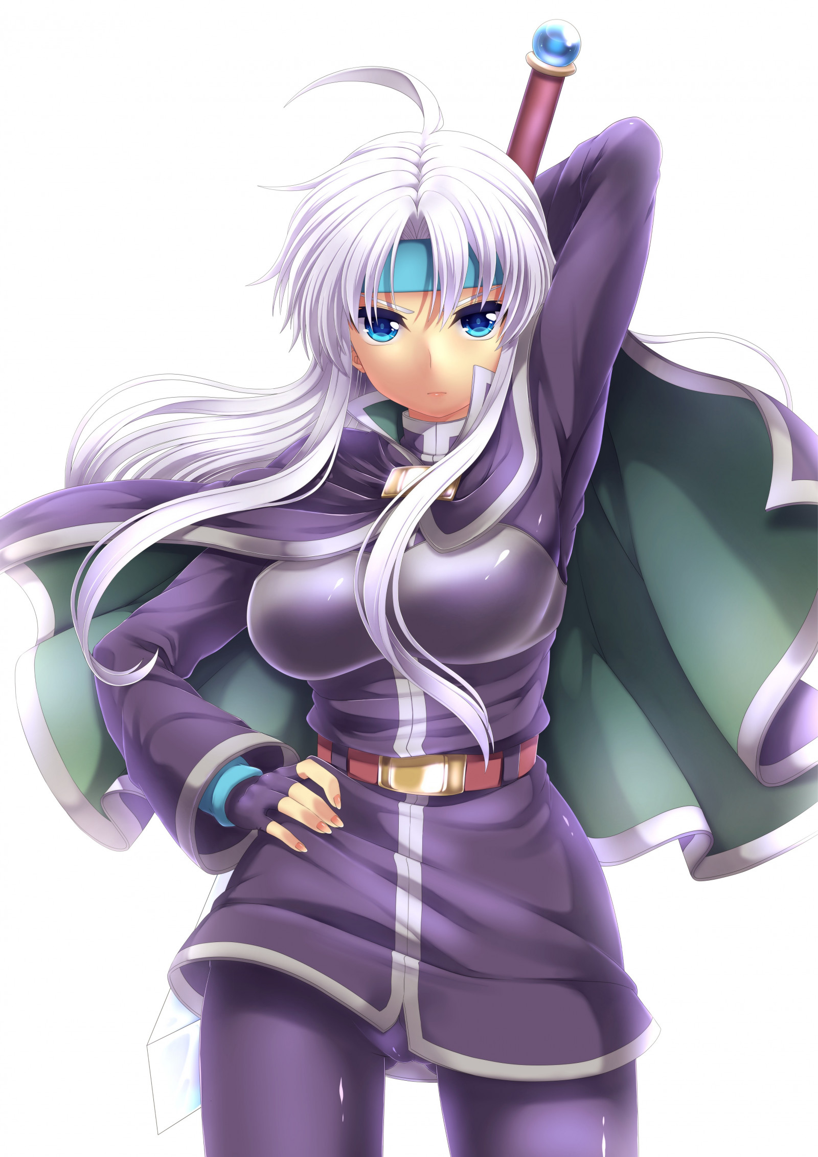 ilustrace, dlouhé vlasy, anime, anime dívky, kreslená pohádka, meč, jednotný, mangaka