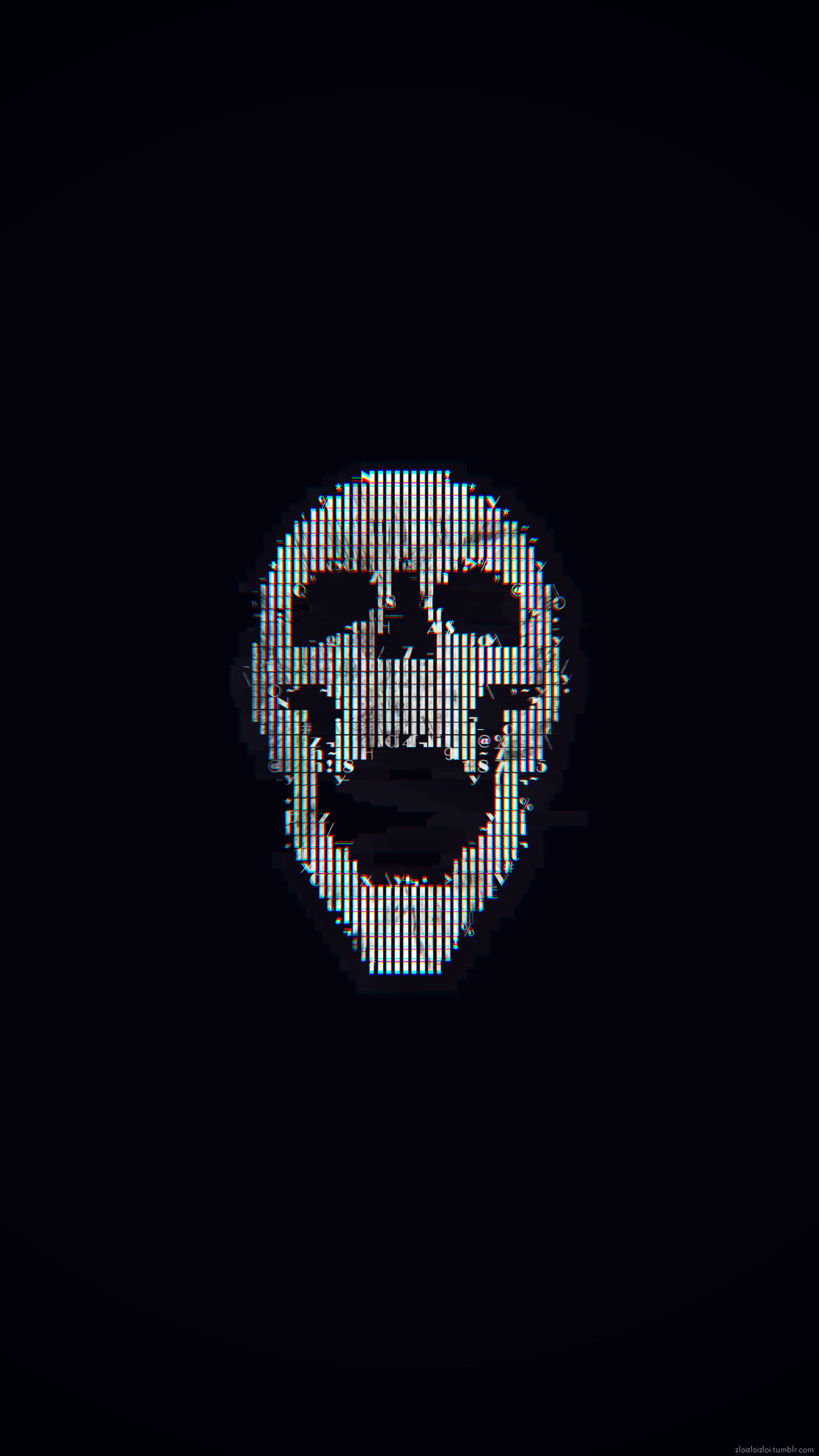 Wallpaper glitch art, abstract, ASCII art, skull 2160x3840 XviNT