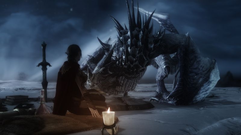The Elder Scrolls V Skyrim, loď duchů, tma, Snímek obrazovky, drak, mytologie The Elder Scrolls V Skyrim, loď duchů, tma, Snímek obrazovky, drak, mytologie