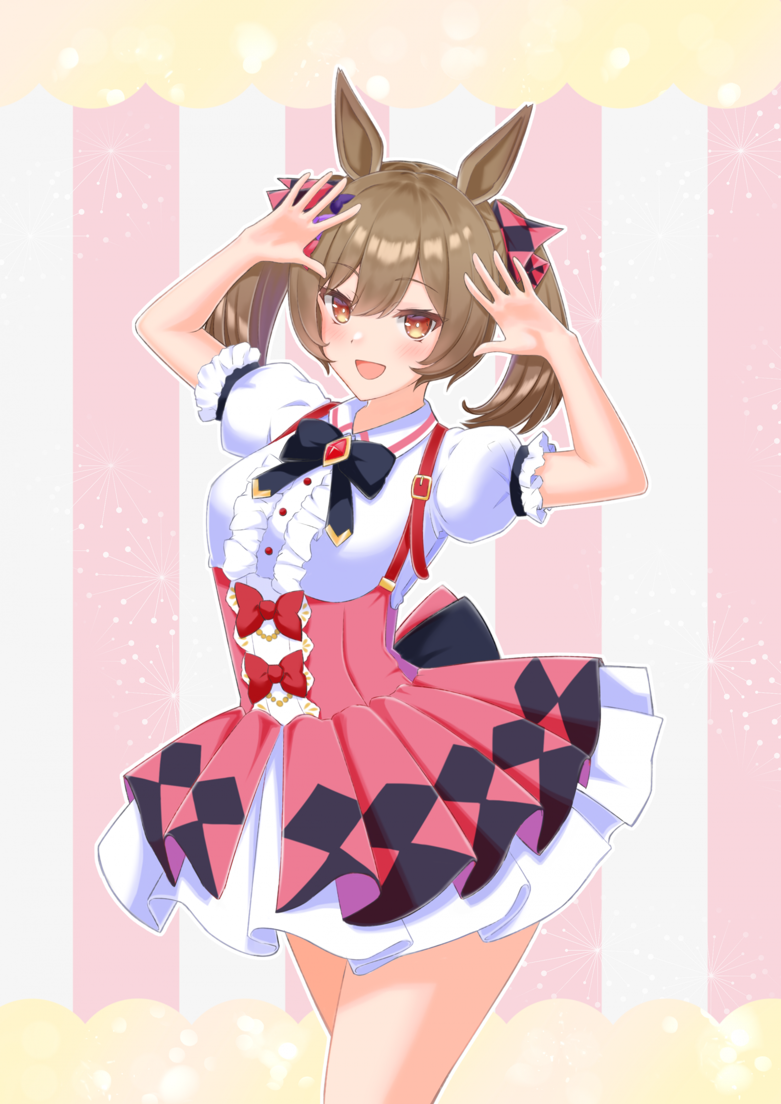 Anime, Anime Mädchen, Uma Musume Pretty Derby, Smart Falcon Uma Musume, horse girls, Twintails, Brünette, Kunstwerk, digitale Kunst, Fan Art