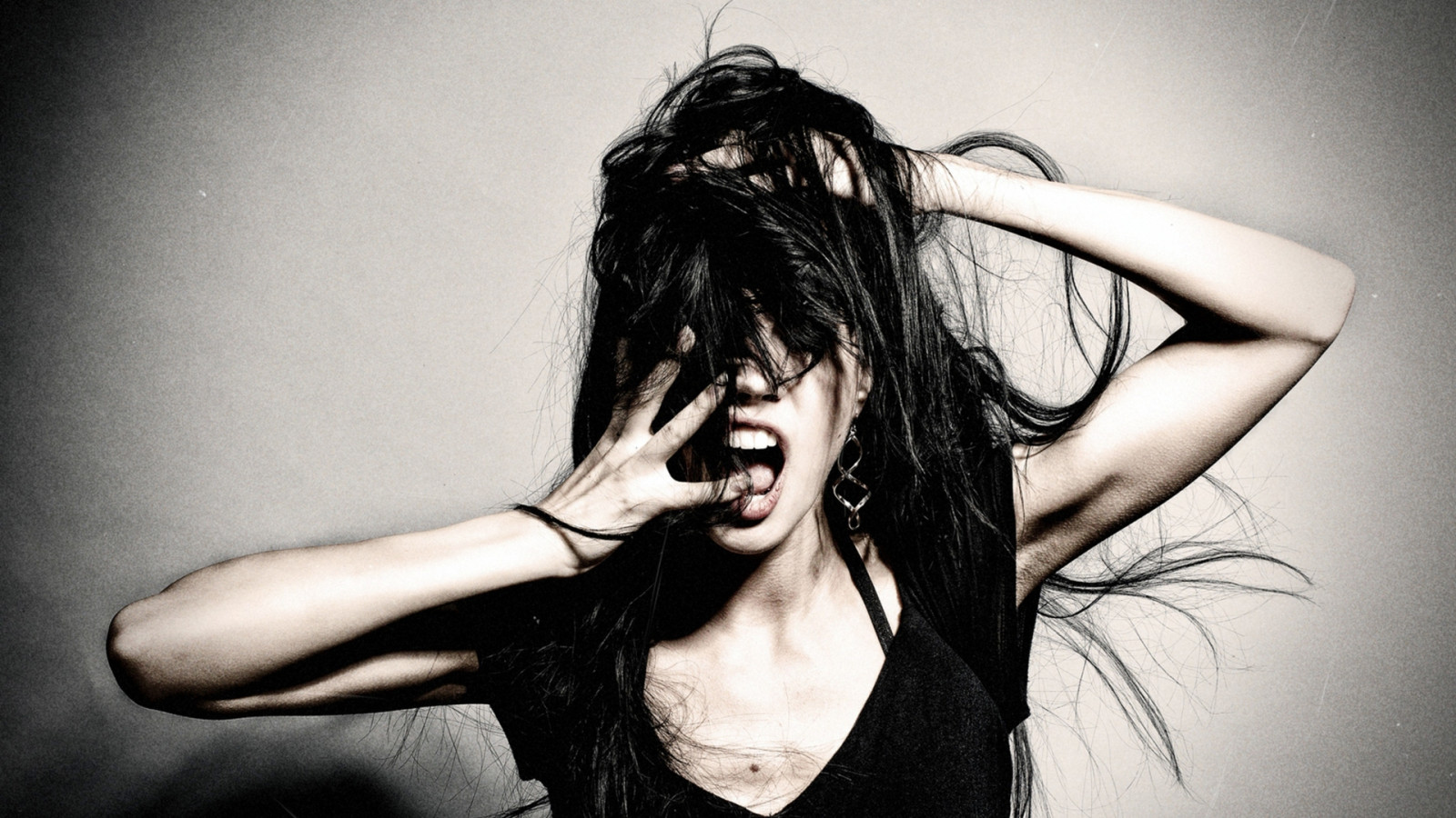 white, black, monochrome, model, portrait, brunette, photography, fashion, hair, emotion, Person, singing, girl, beauty, eye, woman, hand, lady, photograph, darkness, Sense, hairstyle, black and white, monochrome photography, portrait photography, photo shoot, art model
