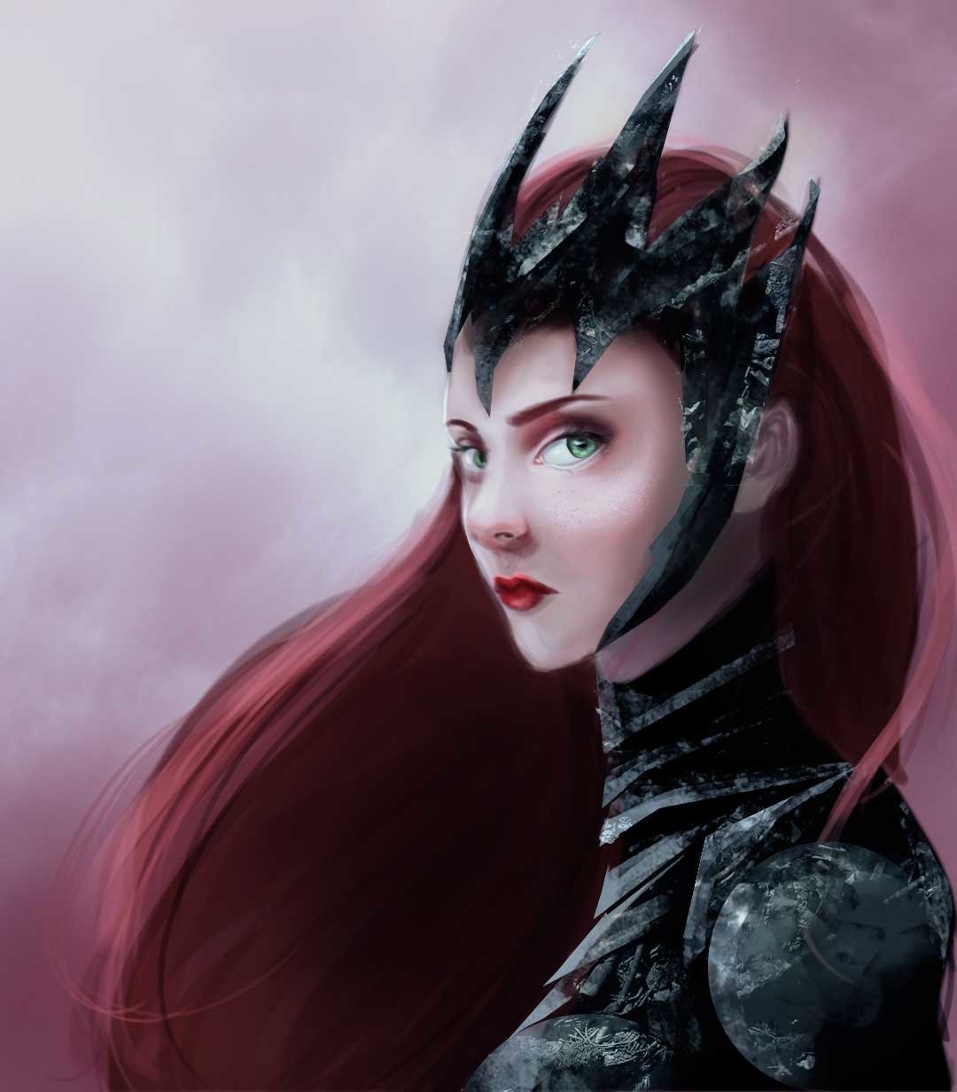 портрет, аниме, черные волосы, 2D, фан-арт, Красоту, женщина, леди, Готическая субкультура
