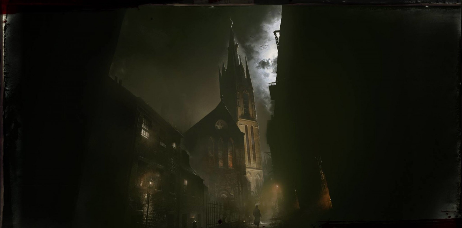 VAMPYR, Video Game Art, gotický, temný, mlha, Londýn, město, kostel