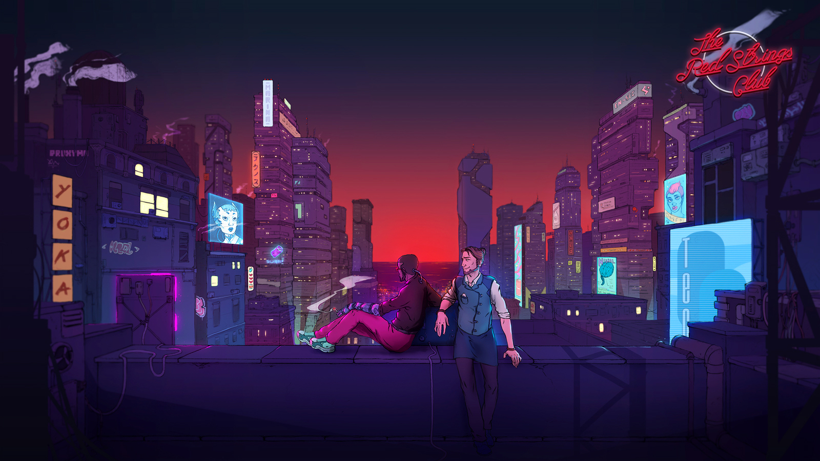 Wallpaper The Red Strings Club Cityscape Rooftops Video Game