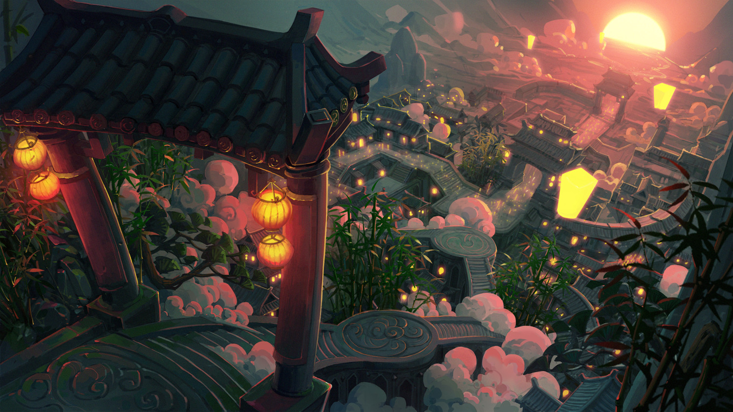 Pflanze, Welt, Biome, Landschaft, Wahrzeichen, Tints and shades, KUNST, Hitze, Dunkelheit, Lampe, Baum, Event, Stadt, cg artwork, Zimmer, Leuchte, Laterne, Illustration, Abend, Landschaftsbeleuchtung, Pc spiel, Nacht-, Spiele, Strassenlicht, Mitternacht, Fiktion, Blumendesign, Kürbis, Stillleben Fotografie, Garten, Landschaftsbau, Garten, Strategy video game, Innenarchitektur, Beleuchtung Zubehör, Tanne, Animation