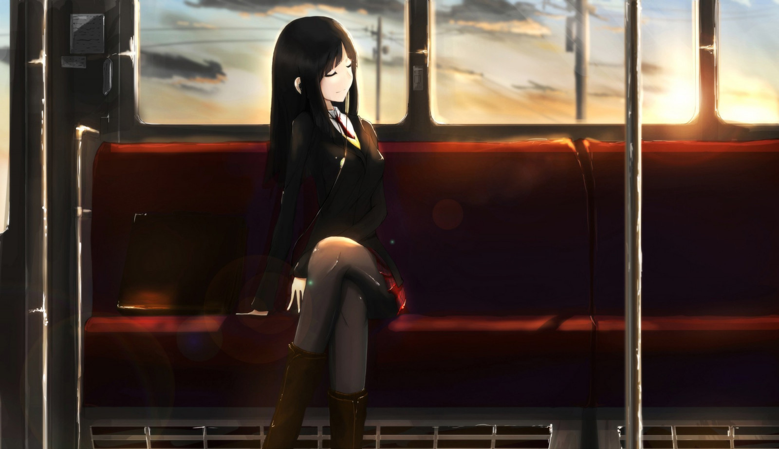 Anime, Chicas anime, ligero, color, escenario, oscuridad, imagen, captura de pantalla, 2000x1153 px
