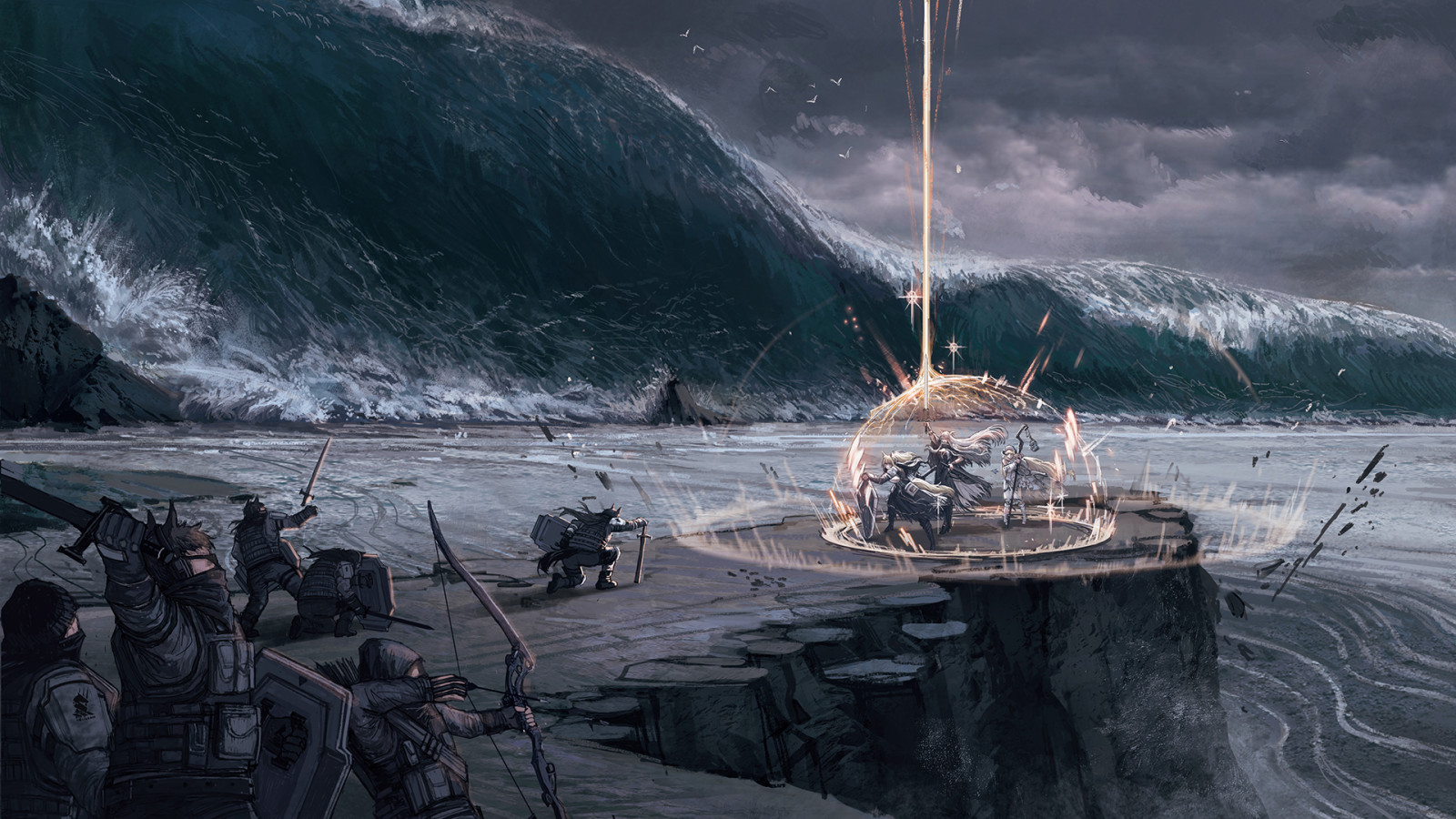 Wallpaper : water, waves, shield, sword, Arknights 1920x1080 - AxelA ...