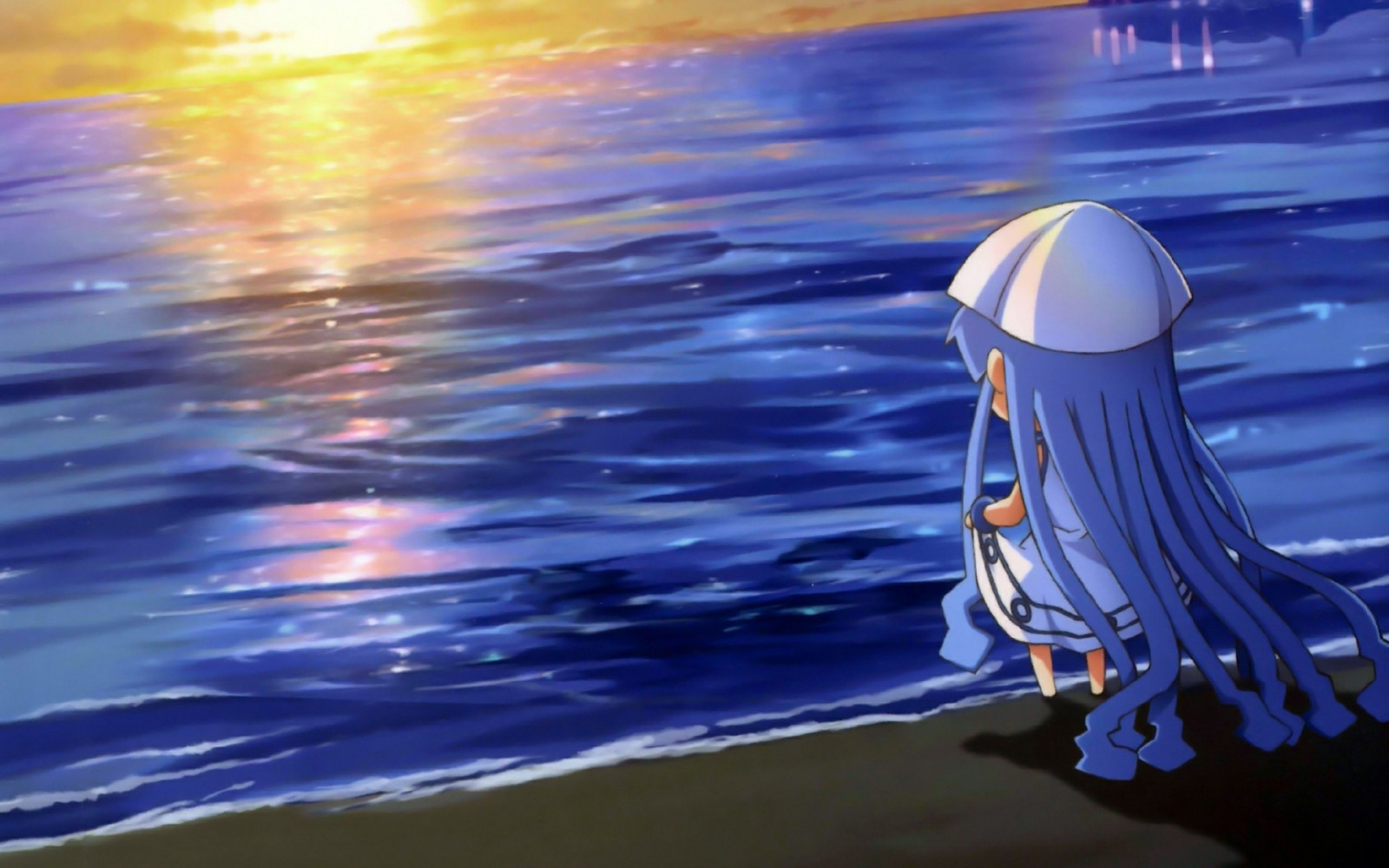 luce del sole, anime, acqua, riflessione, blu, subacqueo, Shinryaku Ika Musume, Ika Musume, Arte Giapponese, leggero, onda, immagine dello schermo, sfondo del computer
