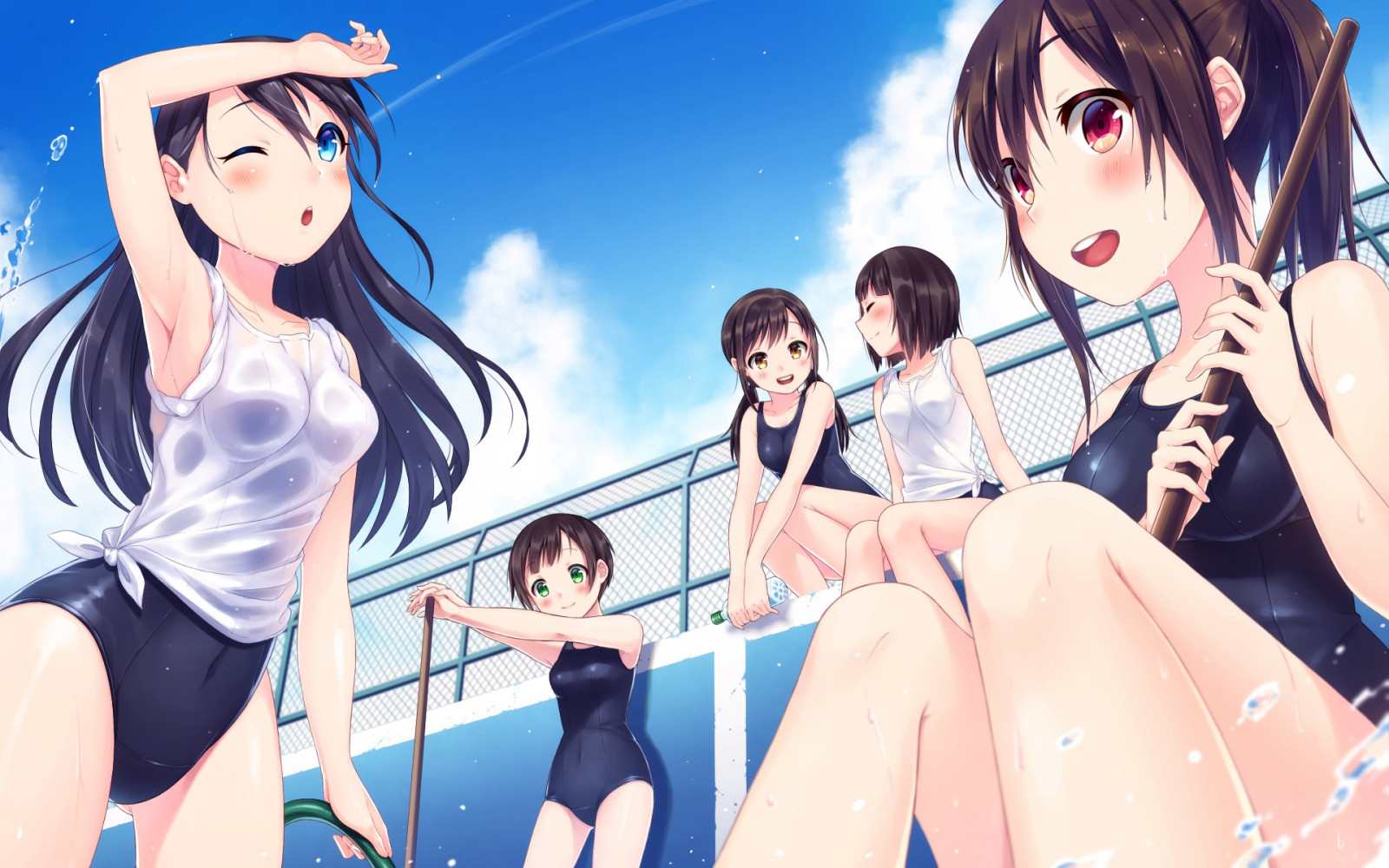 Wallpaper : illustration, anime girls, cartoon, black hair, original