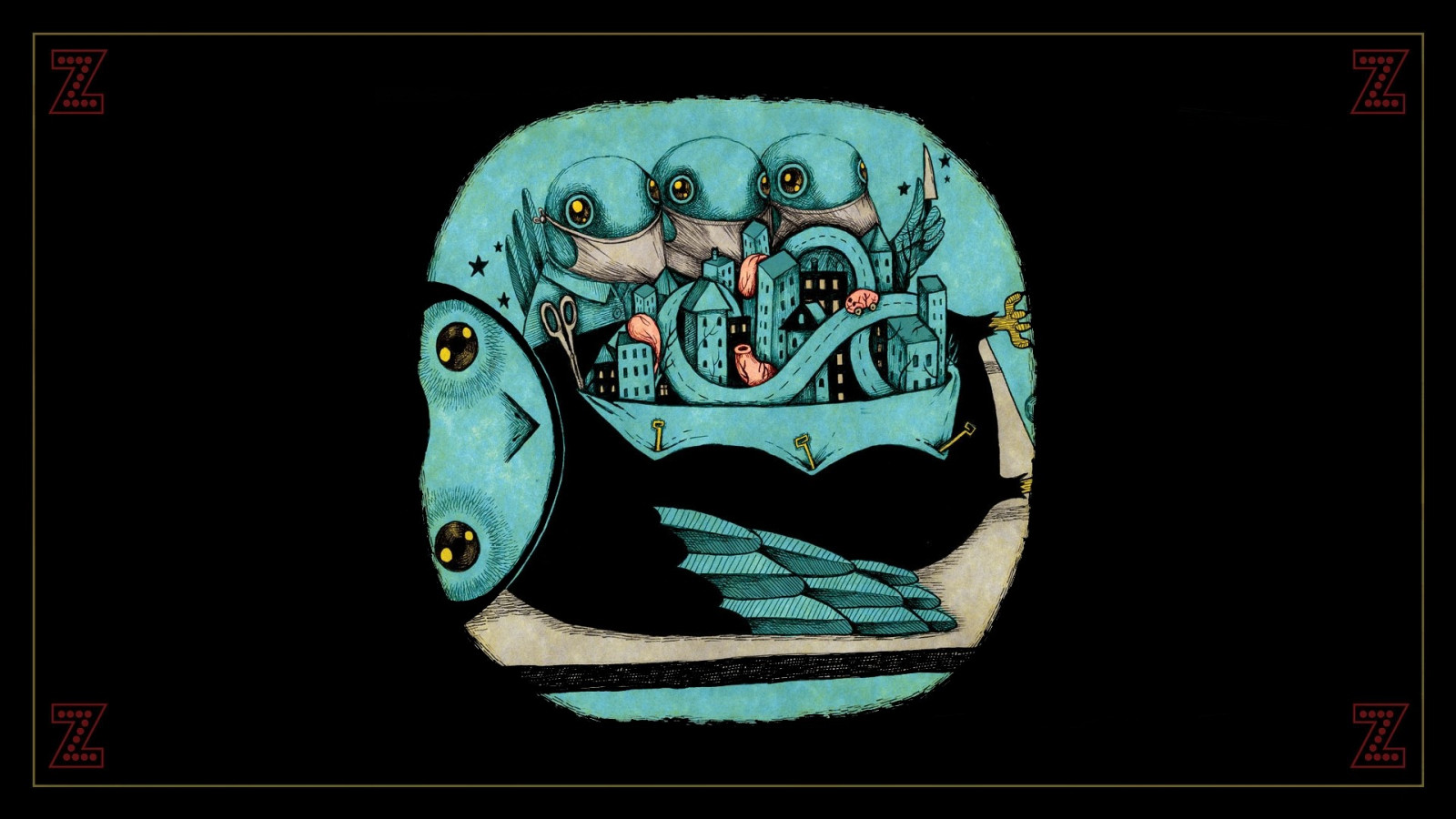 ilustrace, hudba, kreslená pohádka, Cover art, sova, albové kryty, Snímek obrazovky, Lidské tělo, orgán, kryt alba