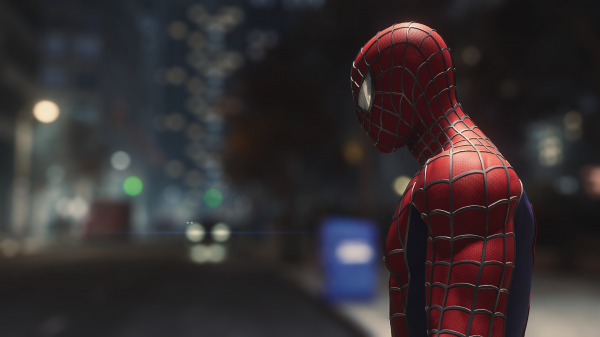 Spider Man Remastered,red,insomniac games,blue,night,video games
