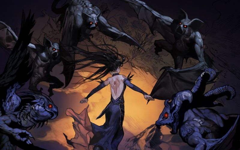 fantasy umění, anime, drak, démon, mytologie, komiks fantasy umění, anime, drak, démon, mytologie, komiks
