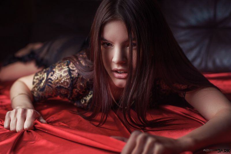 Červené, ženy, model, Alexander Drobkov, tvář, bruneta Červené, ženy, model, Alexander Drobkov, tvář, bruneta
