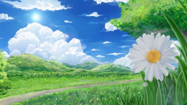 digital art,illustration,artwork,animation,field,outdoors