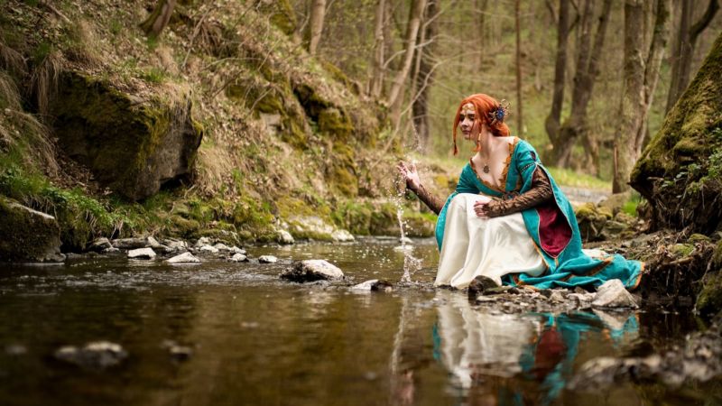 Cosplay, natură, fată fantezie, roscata, femei, apă Cosplay, natură, fată fantezie, roscata, femei, apă