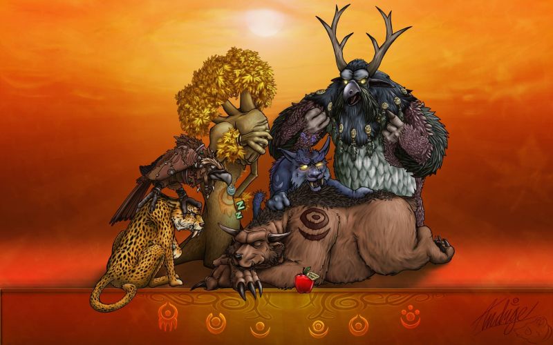 ilustrace, zvěř, videohry, Svět války, druidové, Osoba ilustrace, zvěř, videohry, Svět války, druidové, Osoba