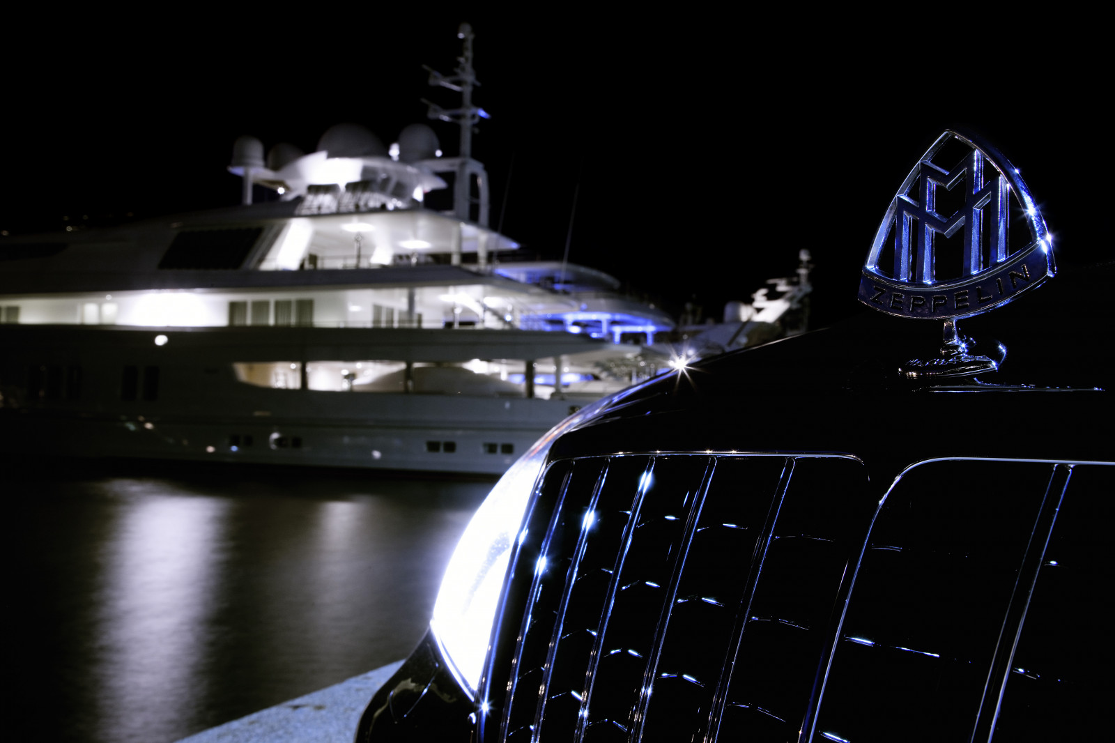 loď, loď, noc, odraz, vozidlo, Zeppelin, jachta, Maybach, netcarshow, netcar, obrázky vozidel, photo auto, 2009, plavidlo, osobní loď, luxusní jachtu