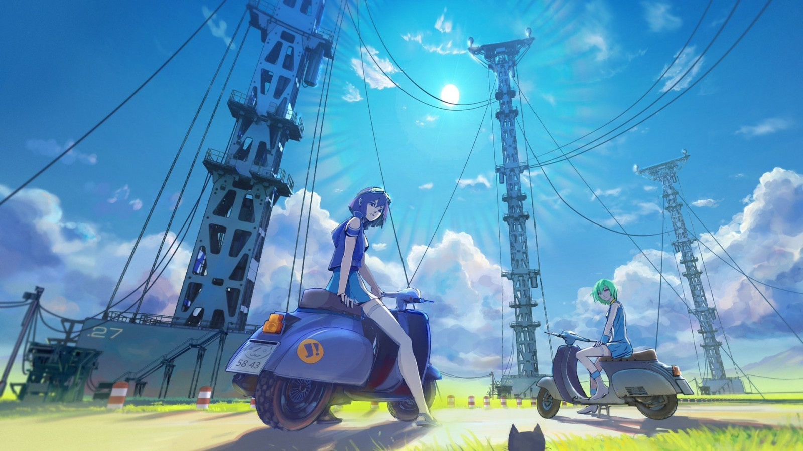 anime, Anime piger, landskab, scootere, himmel, Eureka Seven, Eureka karakter