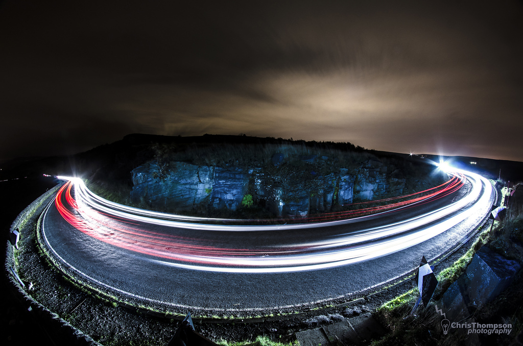 roh, nebezpečný, stezky, rybí oko, překvapení, lighttrails, fisheyelens, traffictrails, christhompson, Timetoleave, Samyang, Nebezpečné, Nobrainer, Překvapení, Rockyledge, nikond7000, samyang8mm, Expozice, 30ftdrop