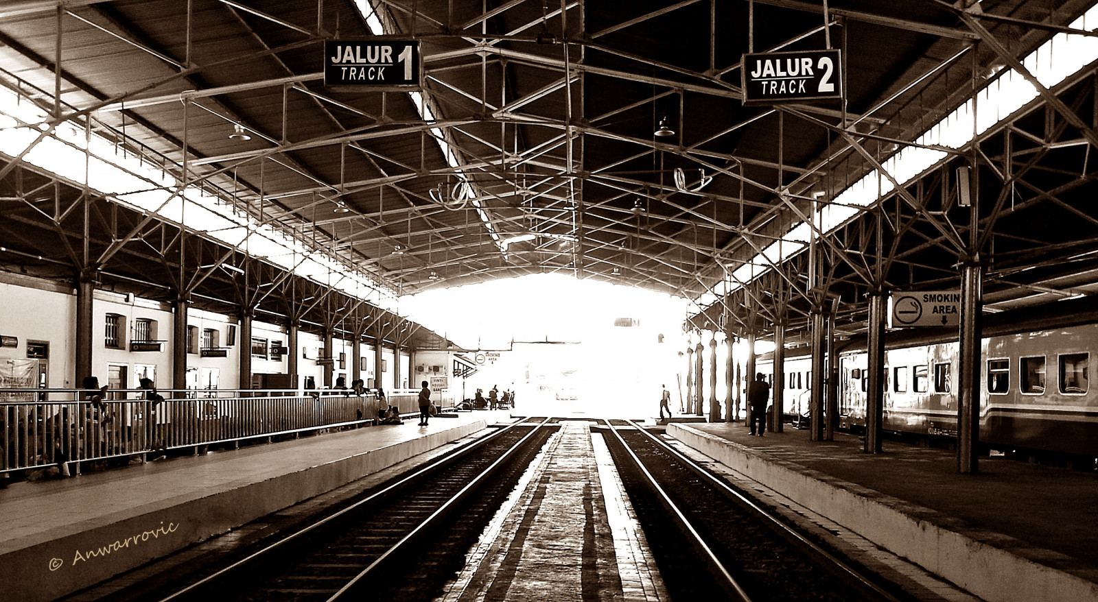 sépie, architektura, vlak, železnice, vozidlo, Semarang